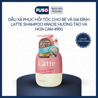 Bộ Gội Xả Phục Hồi Tóc Cho Bé Và Gia Đình Latte Shampoo Kracie Hương Táo Và Hoa Cam 490g