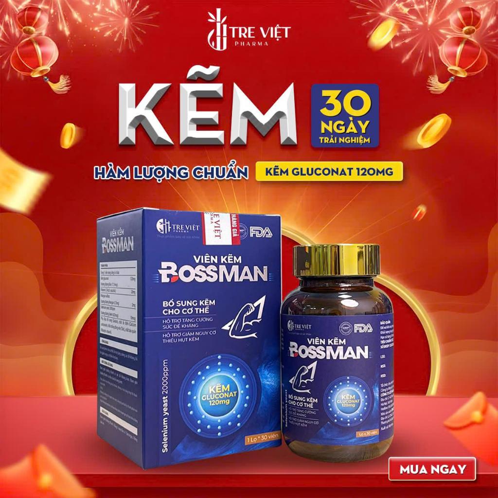 3 Lọ Kẽm BOSS MAN bổ sung khoáng kẽm, hỗ trợ tăng cường sức khỏe, giảm rụng tóc, tăng sức đề kháng