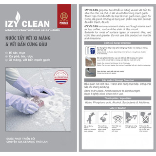 Dung Dịch Làm Sạch chuyên dụng Sau Xây Dựng IZY Clean 1000ml – Tẩy Xi Măng, rỉ sét, vết đen trong mạch gạch