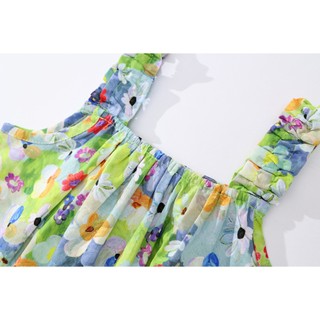 Váy 2 Dây Bé Gái, Váy 2 Dây Thiết Kế Dáng Suông Họa Tiết Hoa Tươi Mát Chất Liệu Cotton Mềm Mại