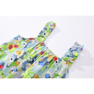 Váy 2 Dây Bé Gái, Váy 2 Dây Thiết Kế Dáng Suông Họa Tiết Hoa Tươi Mát Chất Liệu Cotton Mềm Mại