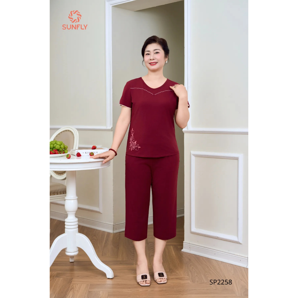 SP2258 Đồ bộ mặc nhà nữ cotton USA áo cộc quần ngố