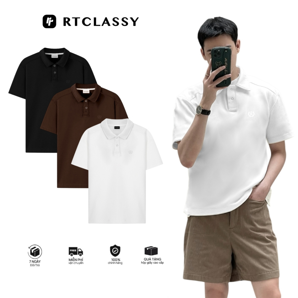 [NEW] Áo Polo RTCLASSY SNAP BUTTON Logo Basic Unisex Form Regular Vải Cotton Chống Nhăn
