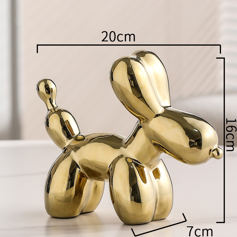 Tượng cún xoắn sứ mạ vàng bạc decor nhà cửa