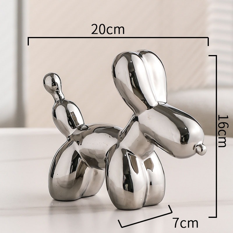 Tượng cún xoắn sứ mạ vàng bạc decor nhà cửa