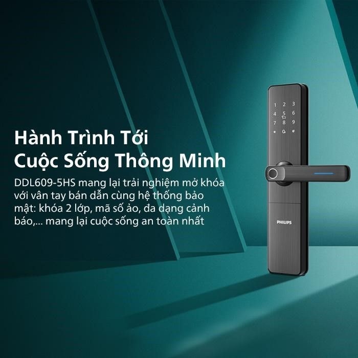 Khoá vân tay cửa gỗ Philips DDL609-5HS