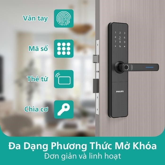 Khoá vân tay cửa gỗ Philips DDL609-5HS