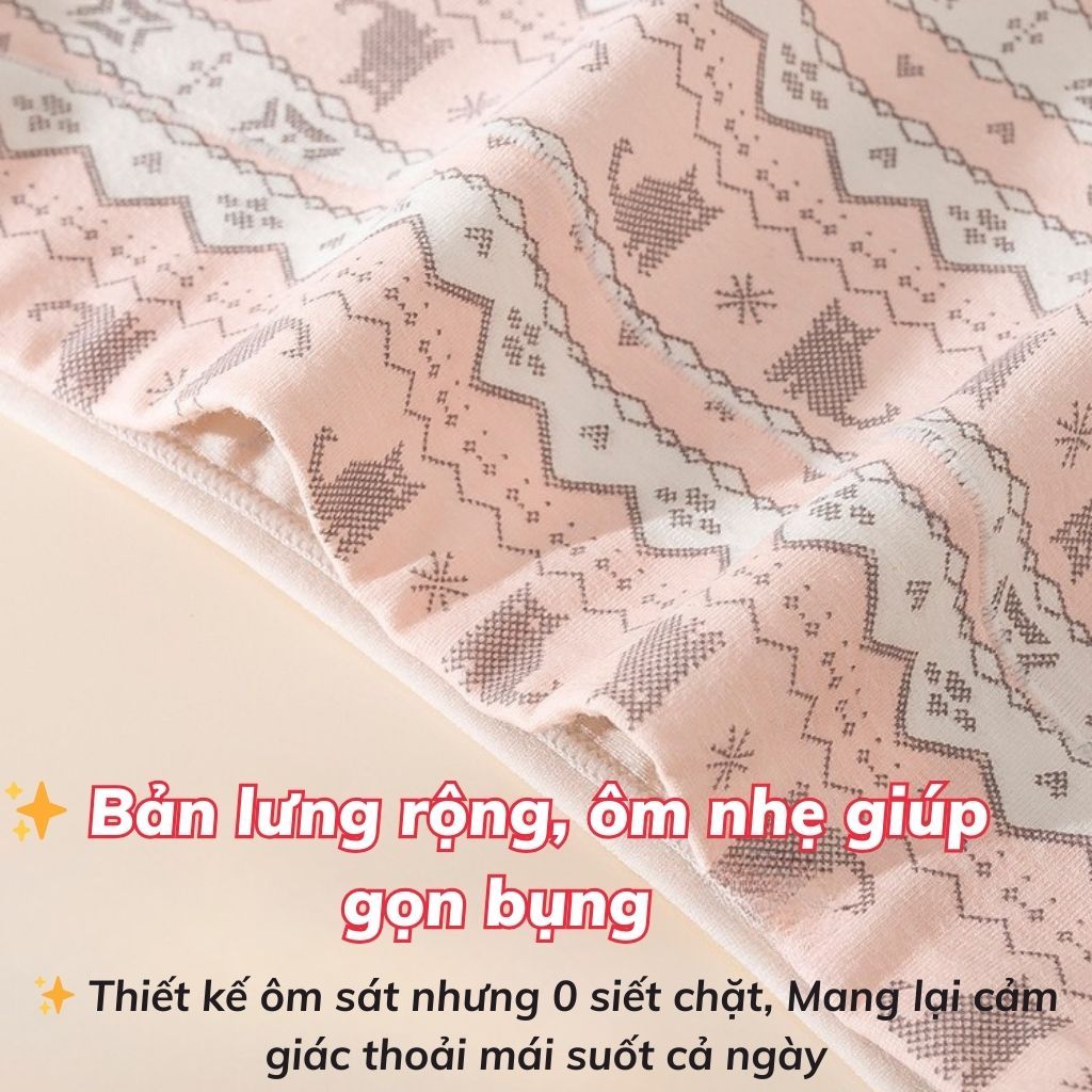 Quần lót nữ cotton cao cấp dày dặn thấm hút cạp vừa tôn dáng họa tiết Bắc Âu xinh xắn LANIXA L5296