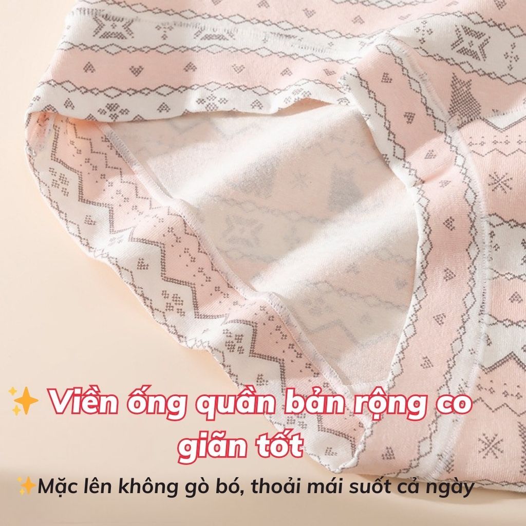 Quần lót nữ cotton cao cấp dày dặn thấm hút cạp vừa tôn dáng họa tiết Bắc Âu xinh xắn LANIXA L5296