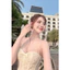 Đầm 2 dây cúp ngực ren corset phối chân lưới xoè dài