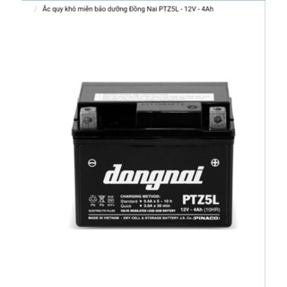 Bình acquy xe máy 12v khô miễn bảo dưỡng Đồng Nai PTZ5L | 12V - 4Ah