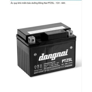 Bình acquy xe máy 12v khô miễn bảo dưỡng Đồng Nai PTZ5L | 12V - 4Ah