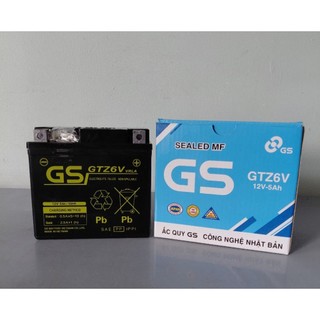Bình ắc quy 12v khô miễn bảo dưỡng cho xe gắn máy GS GTZ6V (12V-5AH)