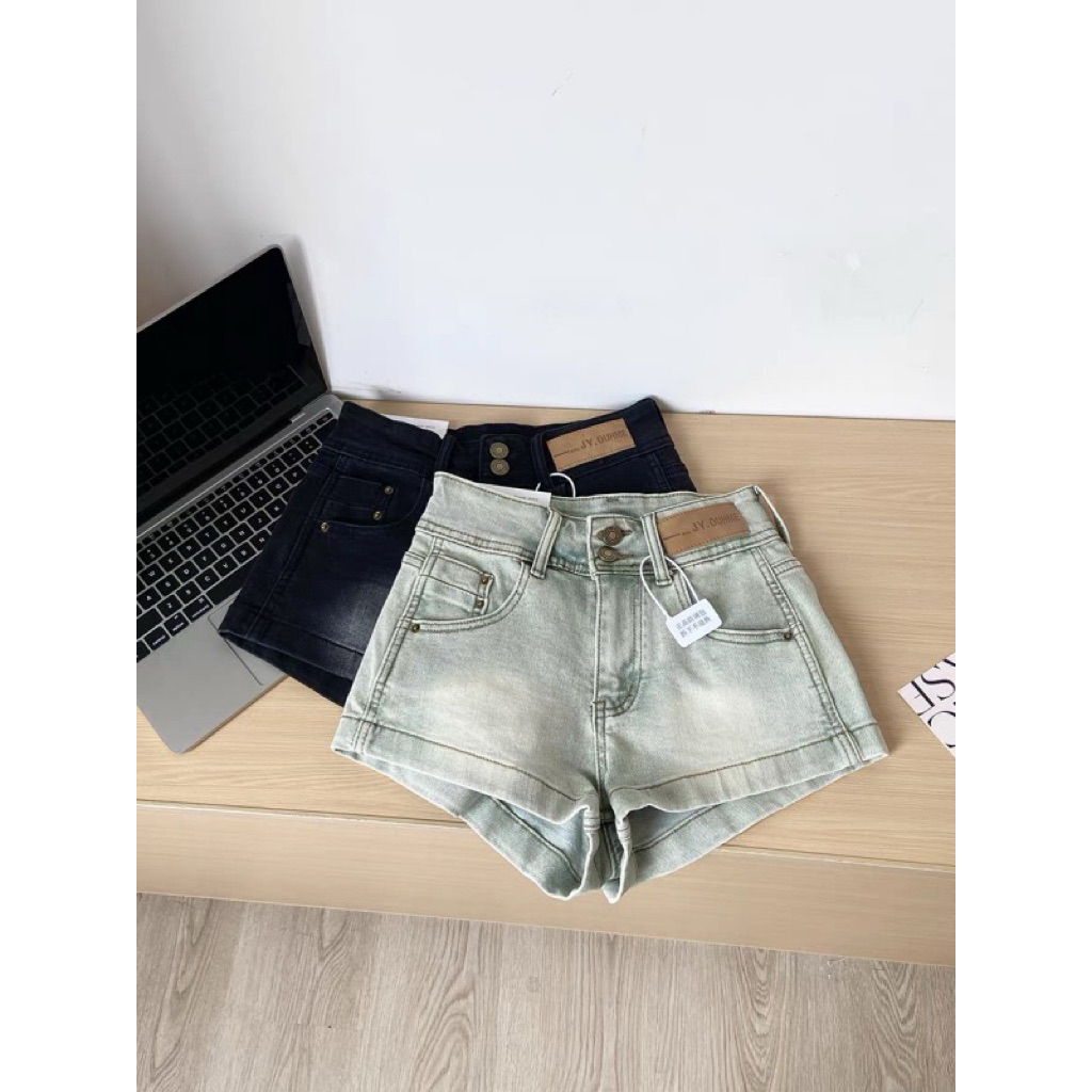 𝑺𝒔𝒖.𝑺𝒕𝒖𝒅𝒊𝒐 [CÓ SẴN] QUẦN SOOC DENIM XIU XINH MÀU KHÓI CẠP CAO
