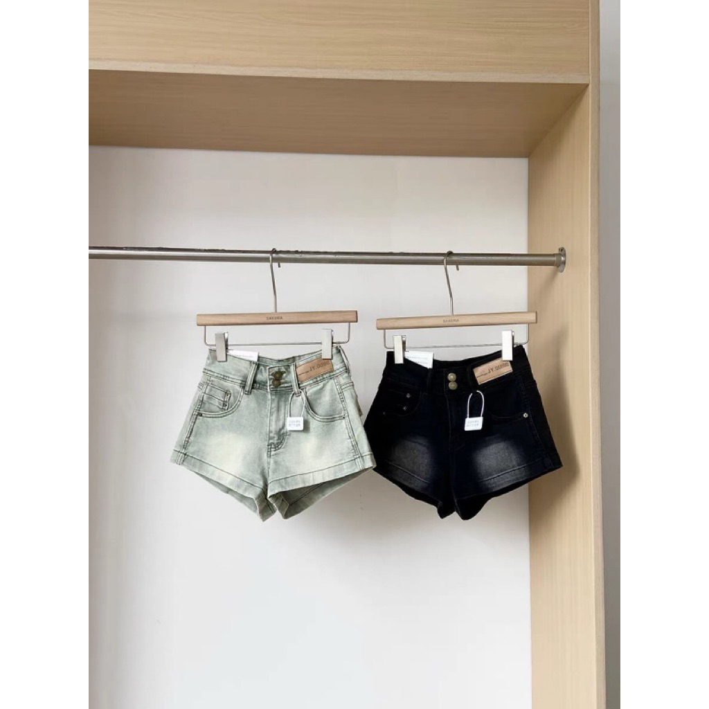𝑺𝒔𝒖.𝑺𝒕𝒖𝒅𝒊𝒐 [CÓ SẴN] QUẦN SOOC DENIM XIU XINH MÀU KHÓI CẠP CAO