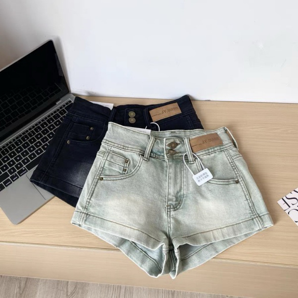 𝑺𝒔𝒖.𝑺𝒕𝒖𝒅𝒊𝒐 [CÓ SẴN] QUẦN SOOC DENIM XIU XINH MÀU KHÓI CẠP CAO