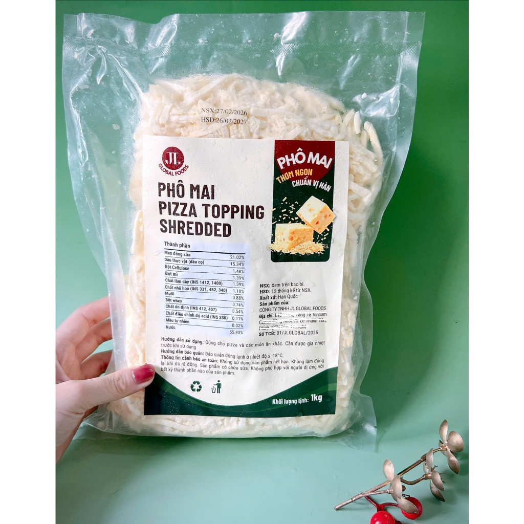 Túi 1Kg Phô Mai Mozzarella Bào Sợi cực thơm ngon