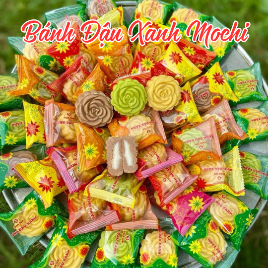 1KG Bánh Đậu Xanh Mochi Mix 4 Vị – Bánh Mochi Đậu Xanh Mềm Dẻo Ít Ngọt