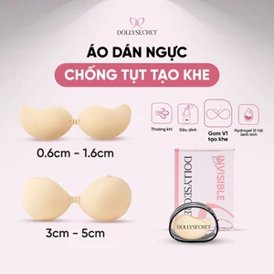 Áo Dán Ngực Dáng Xoài Độn Ngực Tạo Khe DOLLYSECRET Chống Tụt Hydrogel Lô Hội Tái Sử Dụng Nhiều Lần