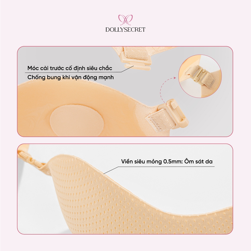 Áo Dán Ngực Dáng Xoài Độn Ngực Tạo Khe DOLLYSECRET Chống Tụt Hydrogel Lô Hội Tái Sử Dụng Nhiều Lần