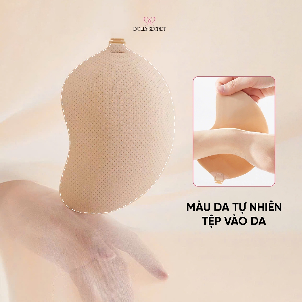 Áo Dán Ngực Dáng Xoài Độn Ngực Tạo Khe DOLLYSECRET Chống Tụt Hydrogel Lô Hội Tái Sử Dụng Nhiều Lần