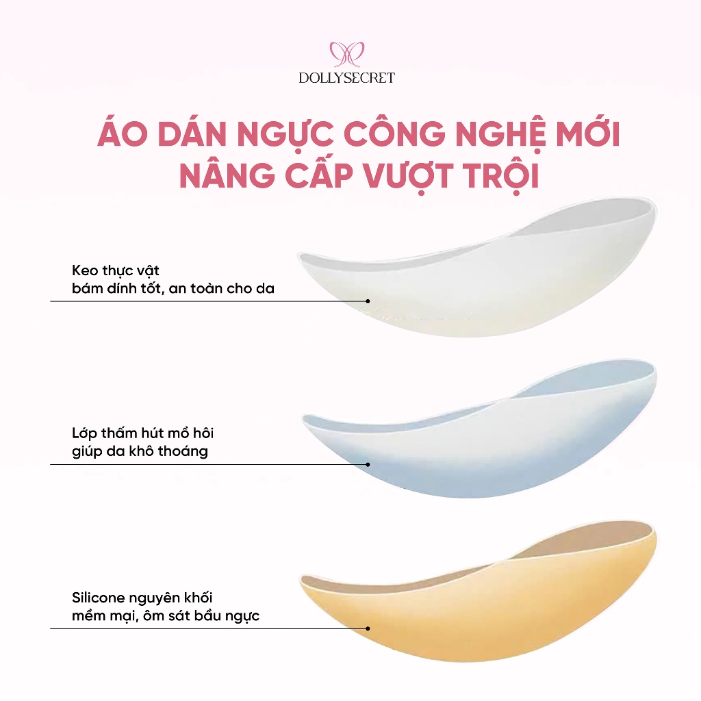 Áo Dán Ngực EXTRA FIT Siêu Dính Chống Tụt Dùng Khi Vận Động DOLLYSECRET Siêu Tệp Da Có Thể Thay Thế Keo Dán D22