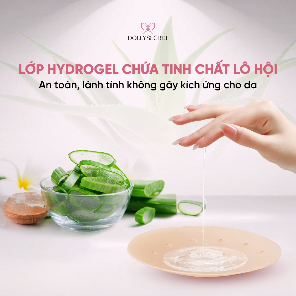 [COMBO] Miếng Dán Ngực Tàng Hình Hydrogel Lô Hội Bảo Vệ Nhũ Hoa DOLLYSECRET Chống Rớt Tái Sử Dụng Nhiều Lần