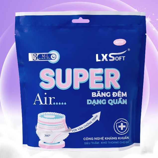 Băng vệ sinh dạng Quần LXSoft siêu mềm mại, thoải mái, thấm hút chống tràn cho giấc ngủ trọn vẹn