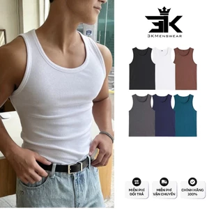 Áo Ba Lỗ Gân Tăm Lạnh 3KMEN, Áo Tanktop Sát Nách Thoáng Mát Co Giãn 4 Chiều Nhiều Màu