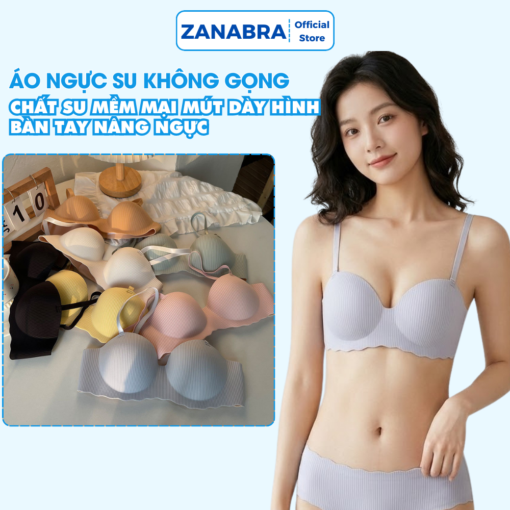 Áo ngực nữ cúp ngang đúc su không gọn, Áo lót cúp ngang mút bàn tay nâng ngực ZANABRA A5277