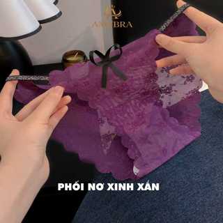 Quần Lót Ren Nữ Xuyên Thấu Gợi Cảm, Quần Chip Nữ Lót Đáy Kháng Khuẩn AMYBRA L1006