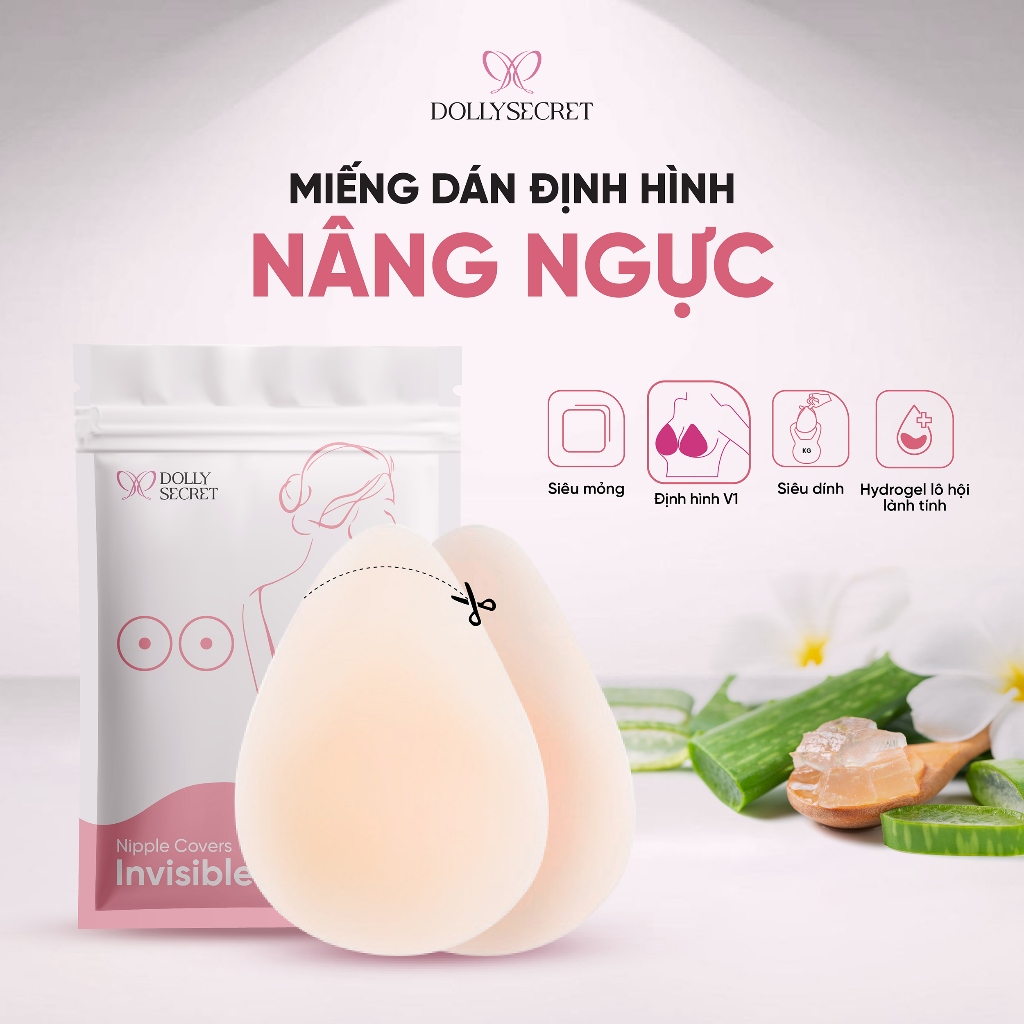 [9-11CM] Miếng Dán Định Hình Nâng Ngực DOLLYSECRET Thiết Kế Giọt Nước Nâng Đẩy Ngực Tự Nhiên Tái Sử Dụng Nhiều Lần D17
