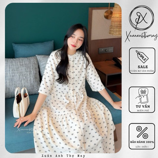 [ V3 ] Váy babydoll hoạ tiết nơ - Xuananhthomay