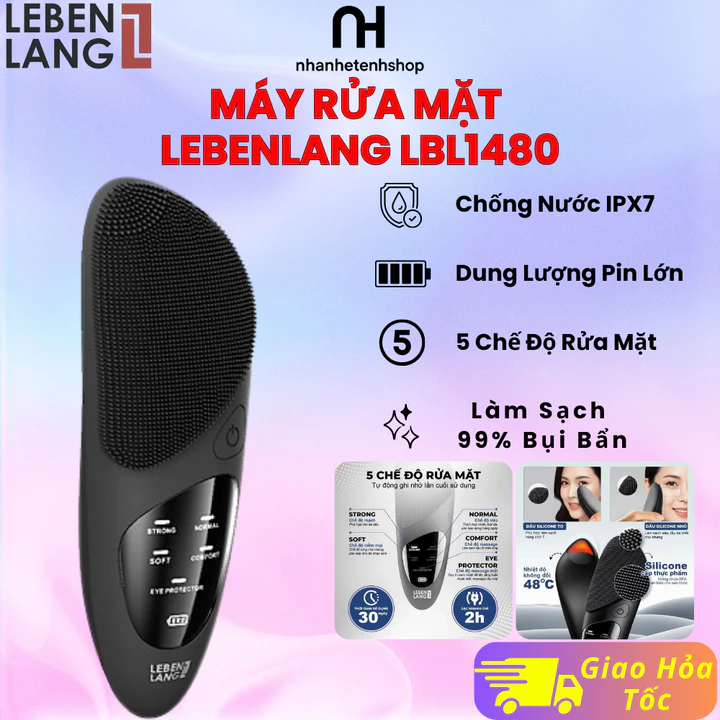 Máy Rửa Mặt Lebenlang LBL1480 – Máy Massage Rửa Mặt Sóng Rung Làm Sạch Sâu, Chăm Sóc Da Mặt, Loại Bỏ 99% Bụi Bẩn