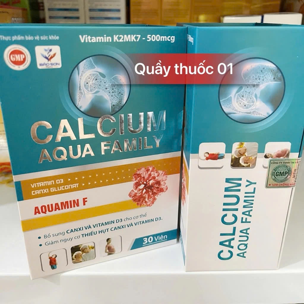 Canxi Aqua Family Aquamin F Chính Hãng Hộp 30 Viên - Viên uống Calcium + Vitamin D3K2 xương khớp chắc khỏe cao lớn