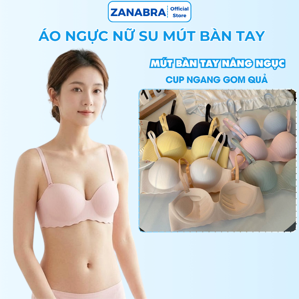 Áo ngực nữ cúp ngang đúc su không gọn, Áo lót cúp ngang mút bàn tay nâng ngực ZANABRA A5277