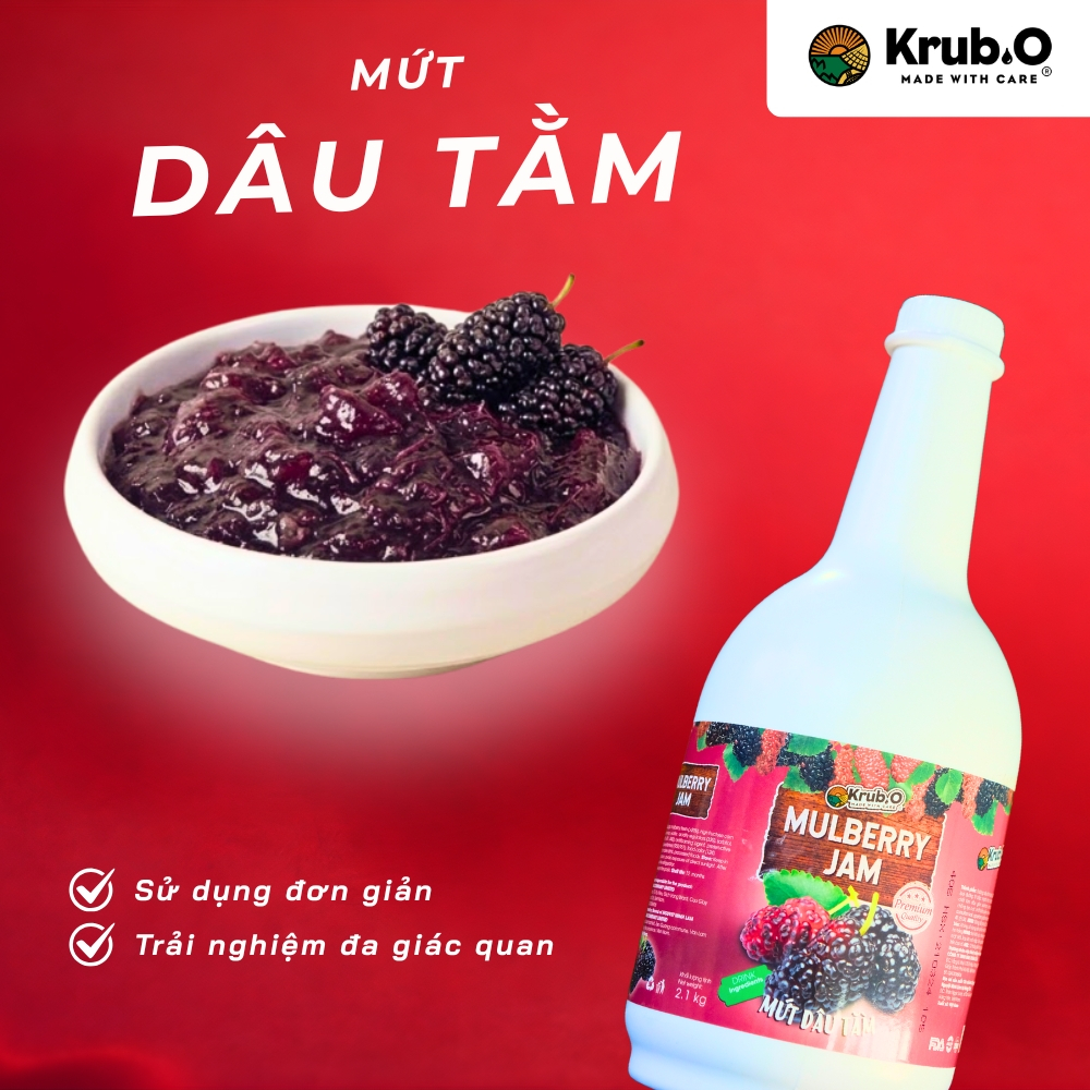 Mứt Dâu Tằm Krub.O Can 2,1kg - Chuyên Dụng Cho Trà Trái Cây & Soda