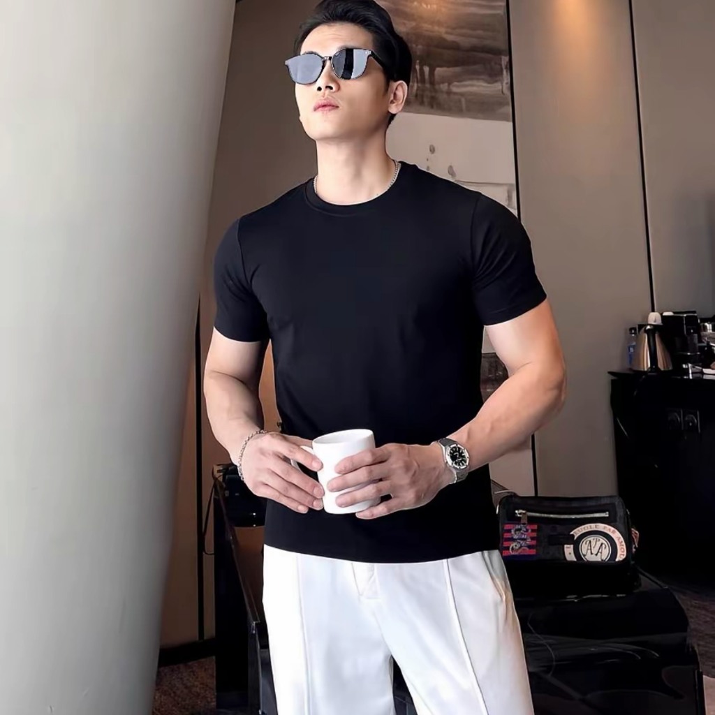Áo thun cộc tay nam nữ, áo ôm body nam 3KMEN chất liệu thun tăm tre cao cấp