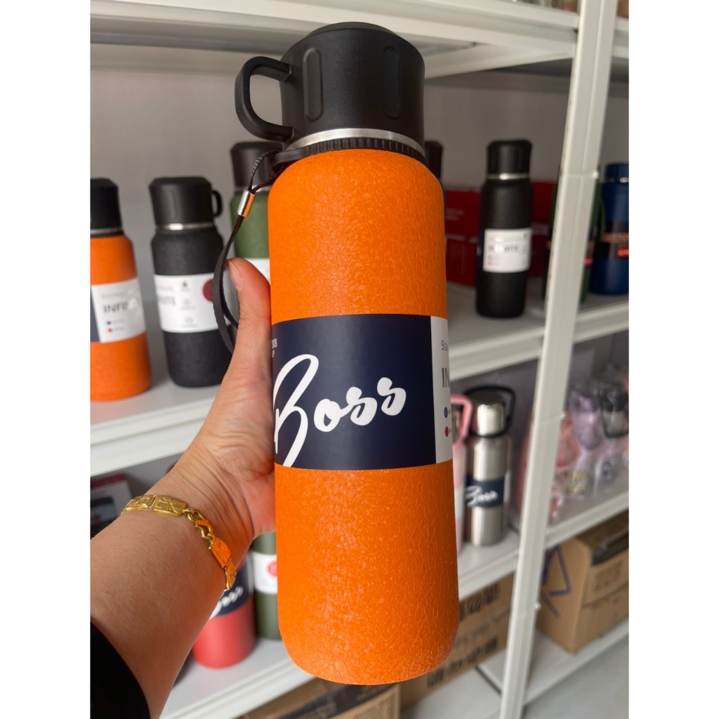 Bình giữ nhiệt BOSS NHÁM chất liệu inox 316 cao cấp nắm kèm cốc có tấm lọc giữ nhiệt 6-12H
