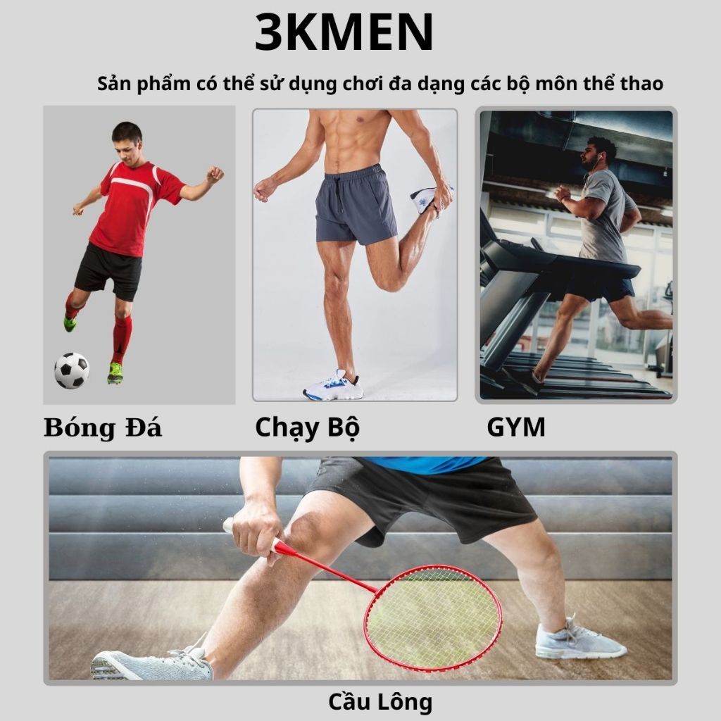 [Combo 2] Quần Đùi Nam 3KMEN Thể Thao Siêu Thoáng Khí Co Giãn Đa Năng Dáng Ngắn Trên Gối