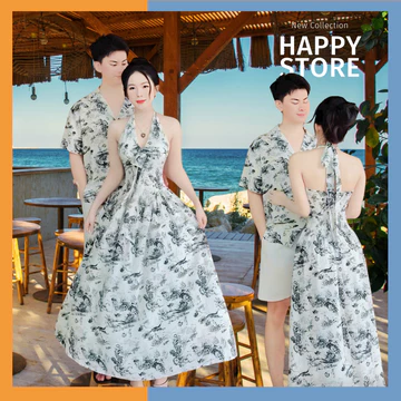 Đồ đôi đi biển HAPPY STORE - HÌNH THẬT- đồ đôi set couple mùa hè , đồ biển đôi, áo đôi nam nữ