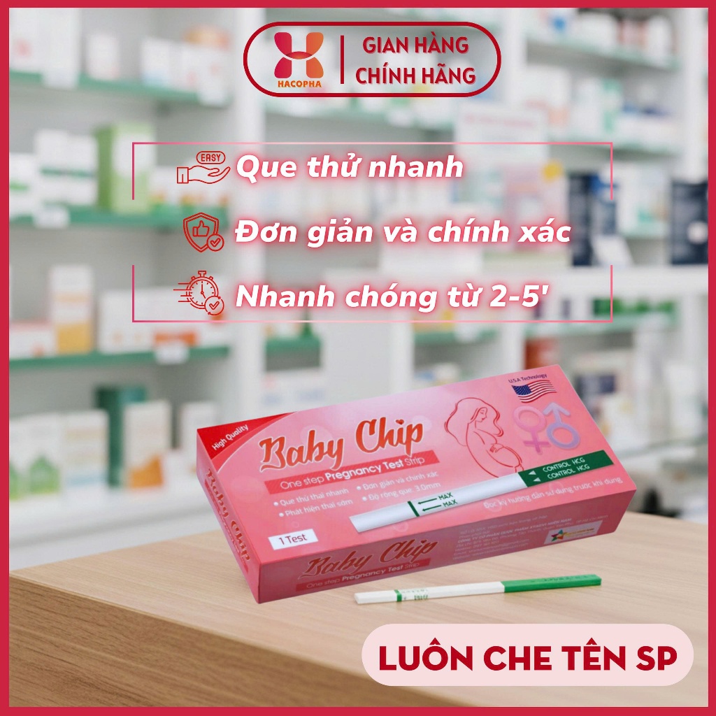 [ CHE TÊN SP ] COMBO 3/5/10 TBYT Que Thử Thai BABY CHIP HACOPHA