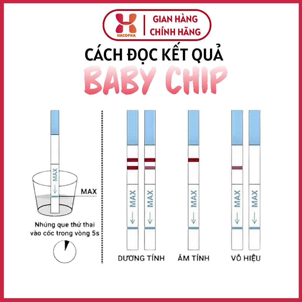 [ CHE TÊN SP ] COMBO 3/5/10 TBYT Que Thử Thai BABY CHIP HACOPHA