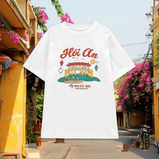 Áo Thun Hội An Du Lịch Cotton Tay Lỡ Unisex, Áo Phông Việt Nam Nam Nữ, Mùa Hè,Form Rộng Oversize