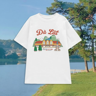 Áo Thun Đà Lạt Du Lịch Cotton Tay Lỡ Unisex, Áo Phông Việt Nam Nam Nữ, Mùa Hè,Form Rộng Oversize