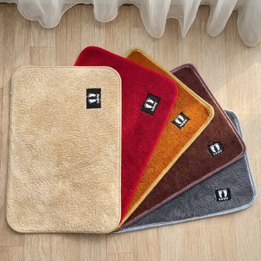 Combo 3-5 Tấm Thảm Lau Chân Lông Cừu Len Mịn Màu Ngẫu Nhiên - Thấm Hút Tốt - Chống Trơn Trượt KT 40x60cm