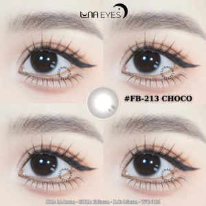 Lens mắt FB-213 Choco màu nâu đen chấm sáng hiệu ứng long lanh không giãn tự nhiên size nhỏ