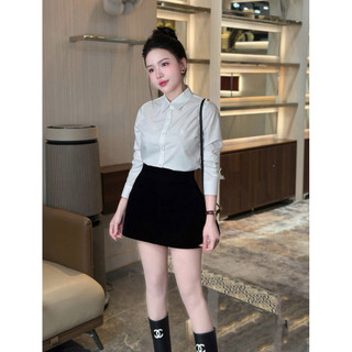 Áo sơ mi thô cổ đức dài tay thêu ngựa trắng #2666