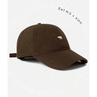 Set Mũ Lưỡi Trai Thêu Gấu Nâu Mocha + Kính Mát Bầu Dục Retro – Combo Mũ Kính Unisex Chuẩn Style Hàn Quốc Hot Trend 2026