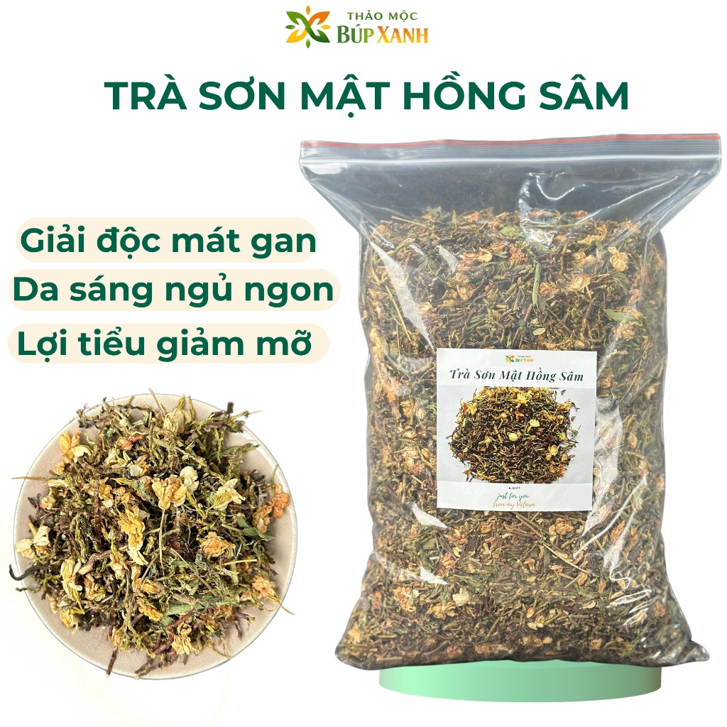 Trà sơn mật hồng sâm 1kg loại 1 pha trà hằng ngày, thơm mát, thanh nhiệt, ngủ ngon Thảo Mộc Búp Xanh